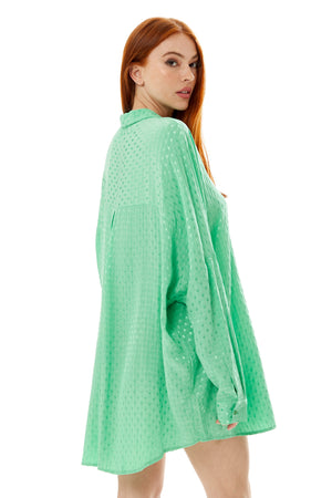 Divine Grace Green Jacquard Oversized Shirt