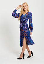 Liquorish Vivid Zebra Print Button Up Midi Dress
