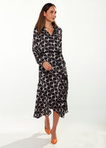 Liquorish Graphic Print Midi Dress in Black & White