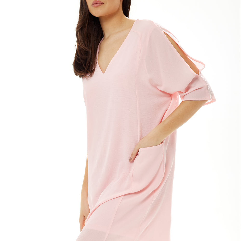 
                  
                    Divine Grace Pink Relaxed Fit Midi Dress With Pockets
                  
                