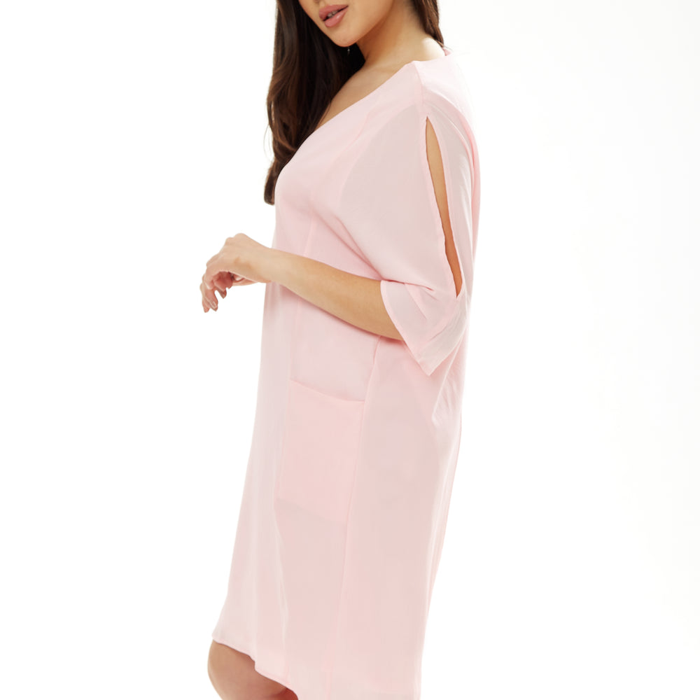
                  
                    Divine Grace Pink Relaxed Fit Midi Dress With Pockets
                  
                