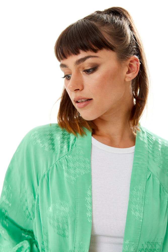Divine Grace Green Jacquard Kimono