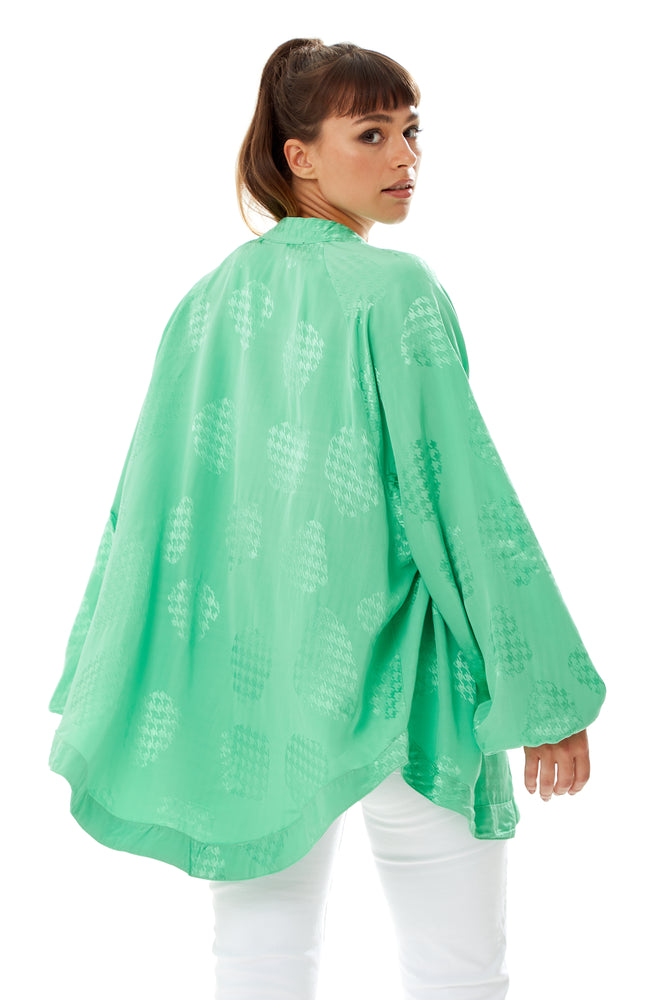Divine Grace Green Jacquard Kimono