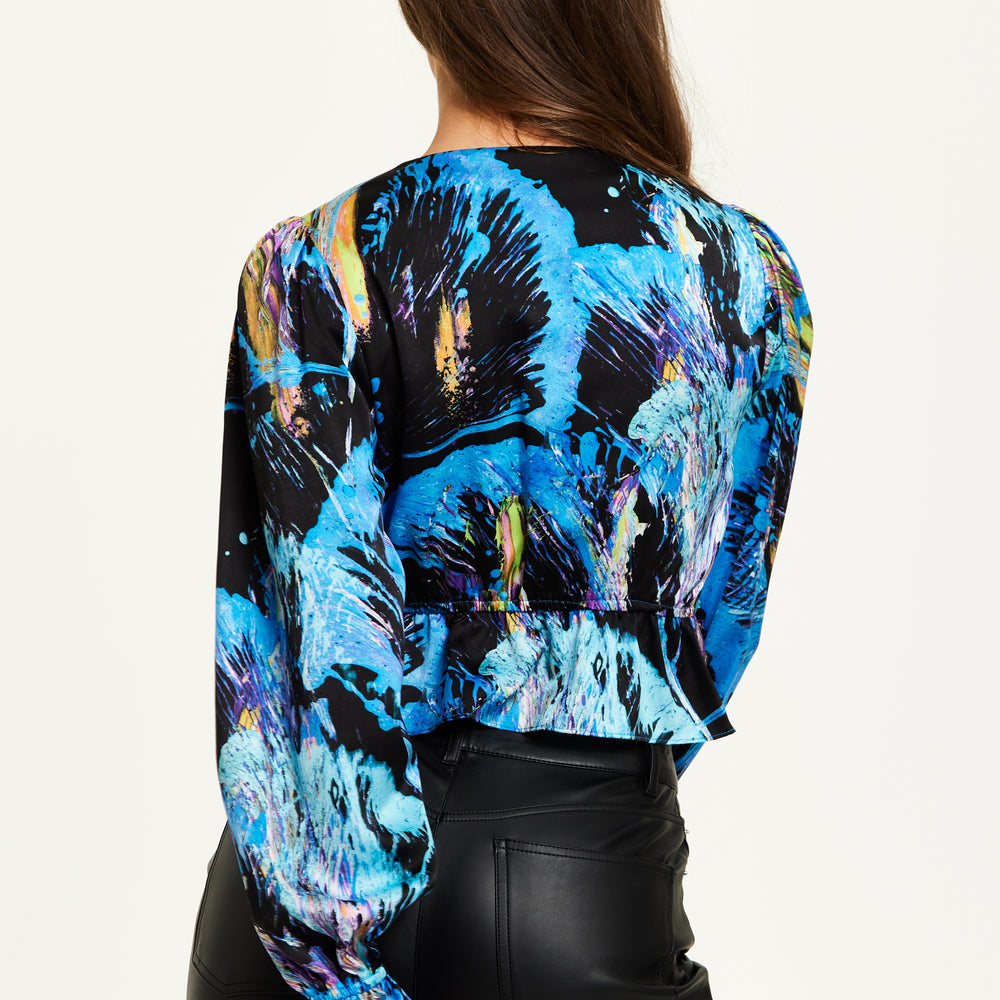 
                  
                    Liquorish Multicolour Abstract Print Top With Ruched Front And Long Sleeves
                  
                
