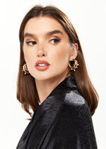 Divine Grace Three Tier Hoop Earrings with Pearl Embellishment in Gold