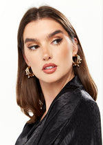 Divine Grace Three Tier Hoop Earrings with Pearl Embellishment in Gold