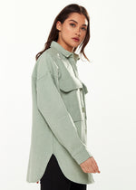 Liquorish Shirt with Oversized Pocket Details in Green