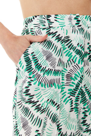 Liquorish Abstract Print Wide Leg Trousers in White