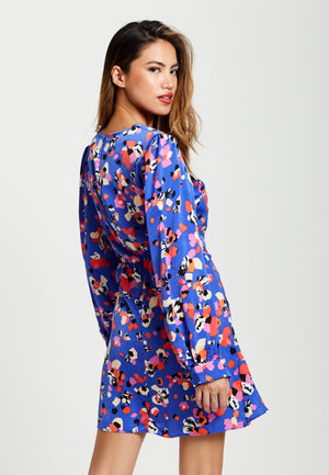 Liquorish Multicolour Abstract Dot Print Mini Wrap Dress
