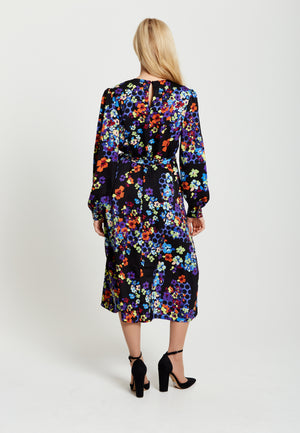 Liquorish Speckle Floral Print Midi Dress