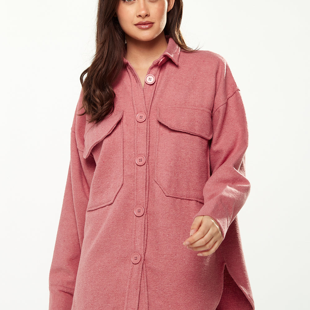 
                  
                    Liquorish Shirt with Oversized Pocket in Pink
                  
                