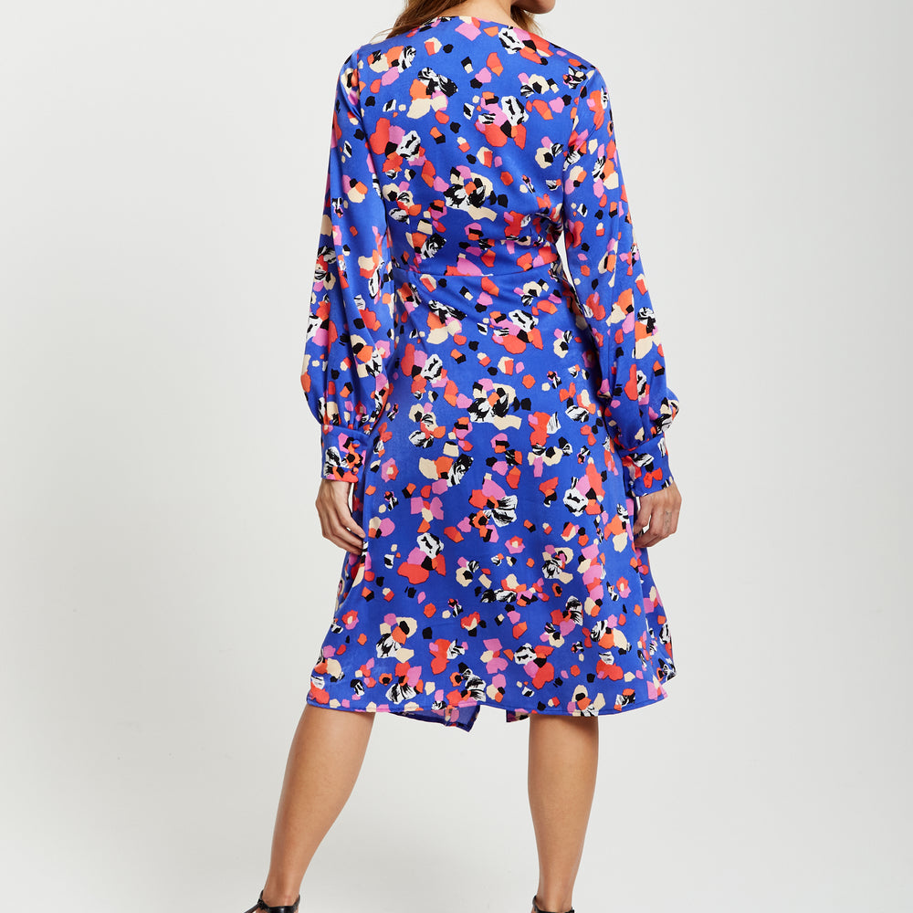 
                  
                    Liquorish Multicolour Abstract Dot Print Midi Wrap Dress In Blue
                  
                