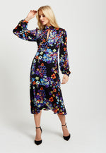 Liquorish Speckle Floral Print Midi Dress