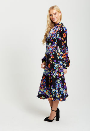 Liquorish Speckle Floral Print Midi Dress