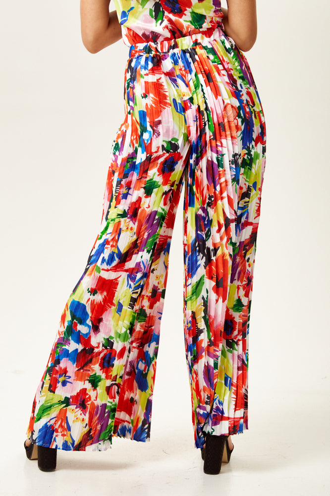
                  
                    Liquorish Pleated Wide Leg Trousers In Abstract Floral Print
                  
                