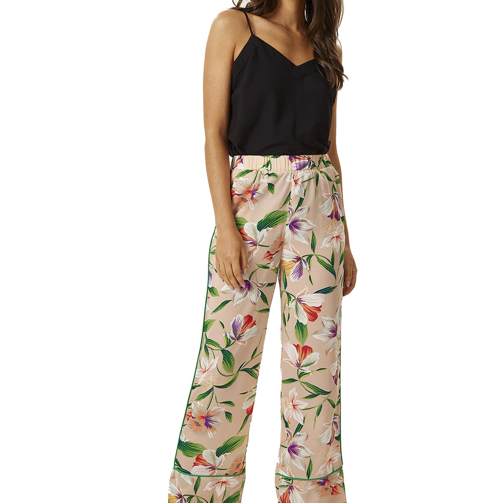 
                  
                    Liquorish Trousers in Floral Print with Green Piping
                  
                