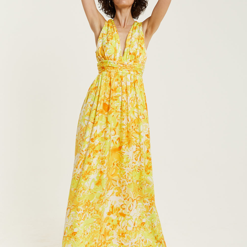 
                  
                    Liquorish Yellow And Orange Floral Print V-Neck Maxi Dress
                  
                