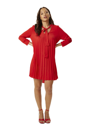 Divine Grace Red Pleated Dress