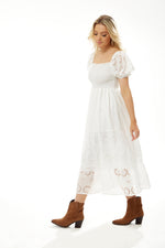 Liquorish Broderie Midi Summer Dress in White