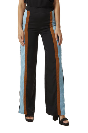 Divine Grace Colour Block Wide Leg Trousers in Navy and Blue