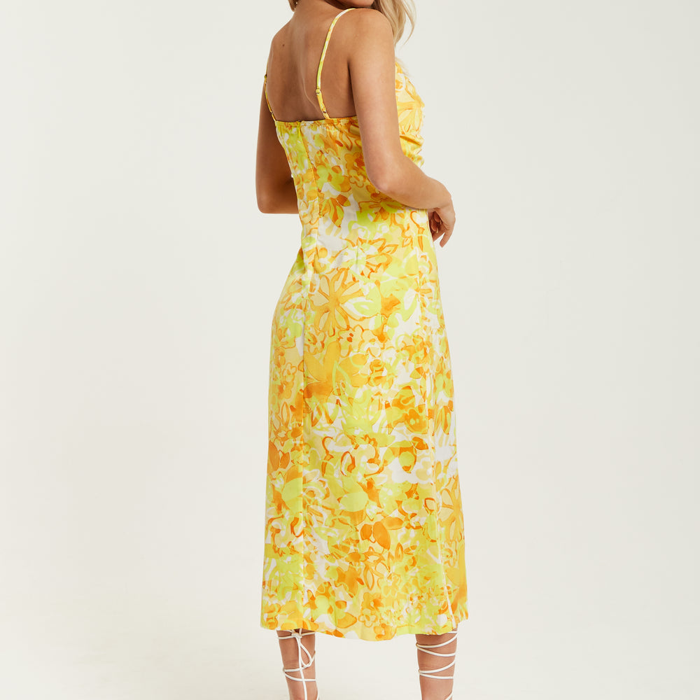 
                  
                    Liquorish Yellow And Orange Floral Print Ruched Maxi Dress
                  
                