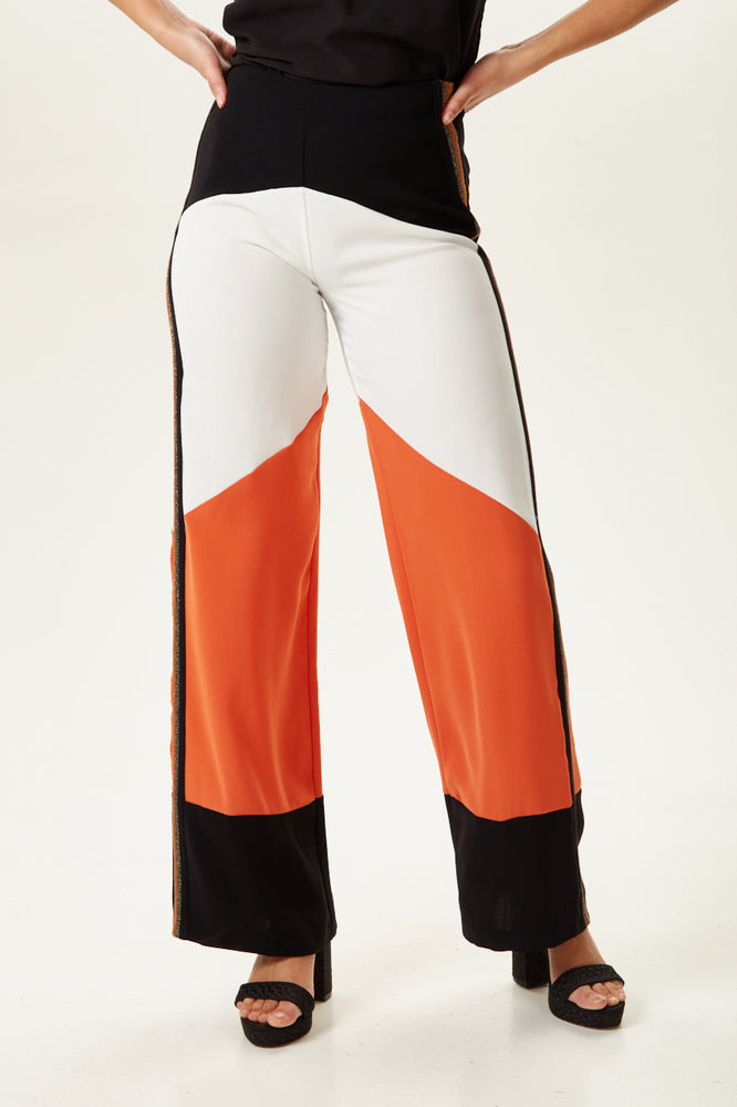 Divine Grace Wide Leg Colour Block Trousers