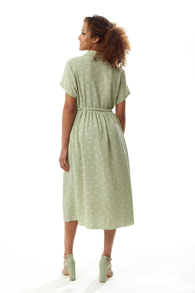 Liquorish Sage Green Cherry Print Midi Dress