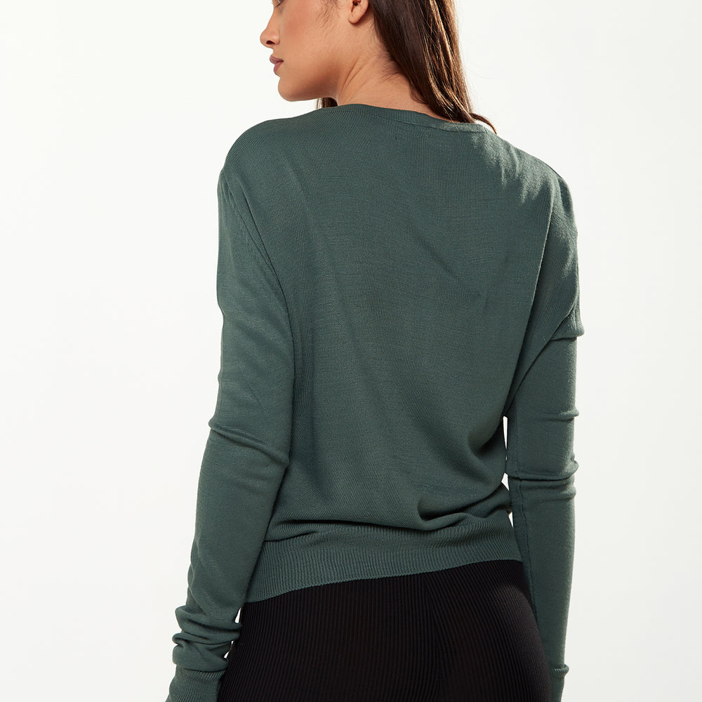 
                  
                    Liquorish V-Neck Top with Ruching Detail in Green
                  
                
