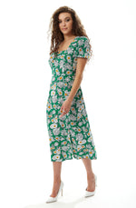 Liquorish Floral Print Midi Dress wit Cut Out Back