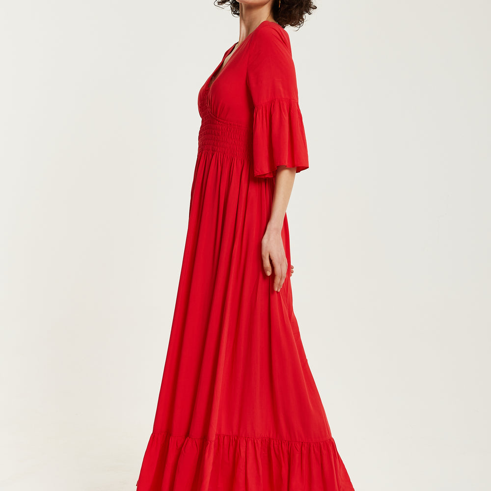 
                  
                    Liquorish Red Maxi Dress With Frill Sleeves
                  
                