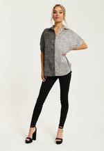Liquorish Monochrome Polka Dot Print Shirt With Short Sleeves