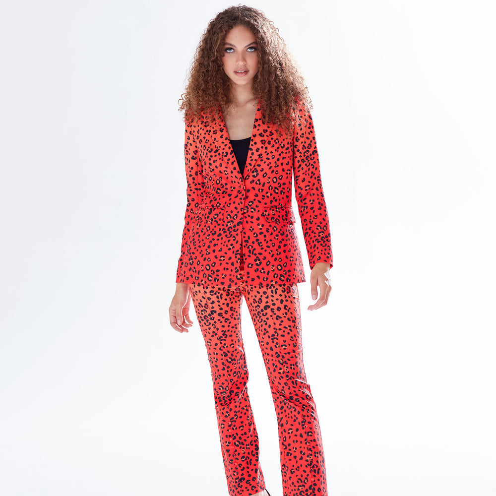 
                  
                    Liquorish Leopard Print Ombre Suit Blazer In Orange
                  
                
