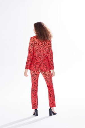 Liquorish Leopard Print Ombre Suit Blazer In Orange