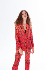 Liquorish Leopard Print Ombre Suit Blazer In Orange