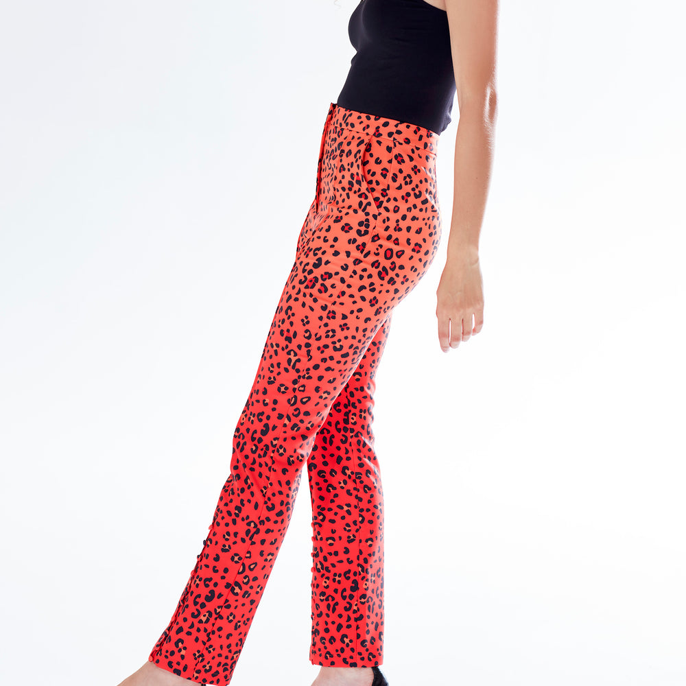 
                  
                    Liquorish Leopard Print Ombre Suit Trousers In Red, Orange And Black
                  
                