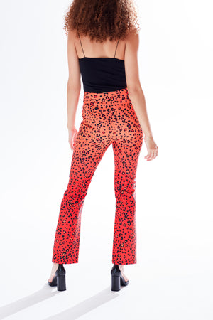 Liquorish Leopard Print Ombre Suit Trousers In Red, Orange And Black