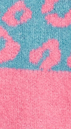Liquorish Animal Pattern Roll Neck Jumper In Pink And Turquoise