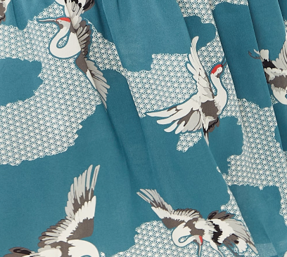 Women's Midi Dress in Mint Green Bird Print with Short Sleeves and Bel Liquorish Online Women's Midi Dress in Mint Green Bird Print with Short Sleeves and Bel Liquorish Online