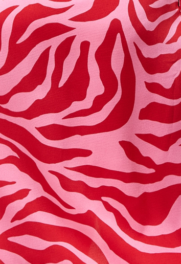 Liquorish Pink and Red Zebra Print Midi Shirt Dress