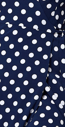 Liquorish Big Polka Dot Midi Wrap Dress In Navy