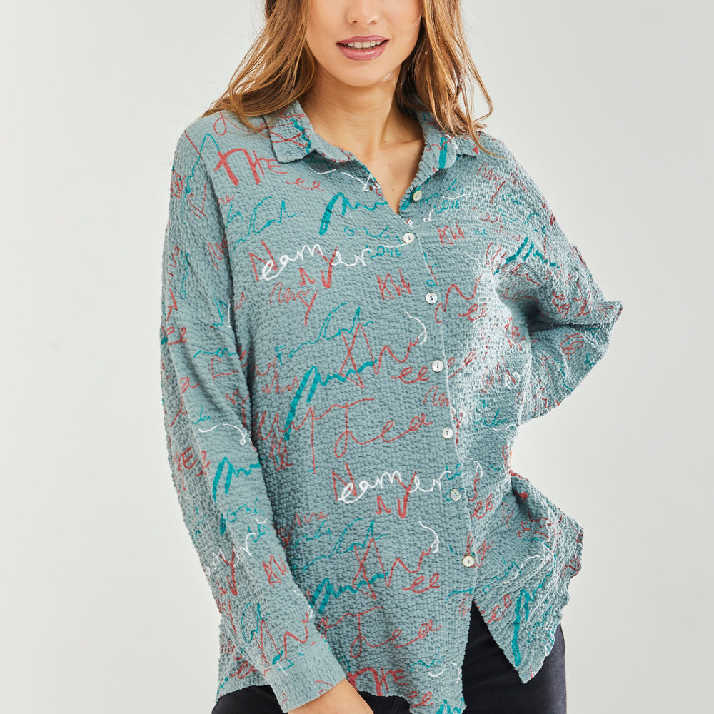 
                  
                    Liquorish Shirt with Multicolour Signature Pattern in Mint
                  
                