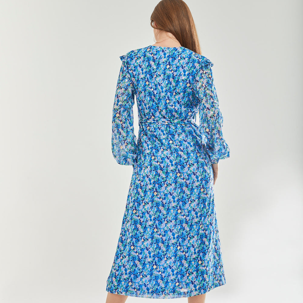 
                  
                    Liquorish Floral & Foil Print Midi Dress In Blue
                  
                
