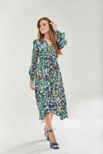 Liquorish Floral Print Midi Wrap Dress In Multicolour