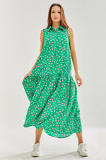 Liquorish Oversized Cherry Print Maxi Dress in Green