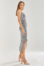 Liquorish Zebra Print Cami Dress in Black and White