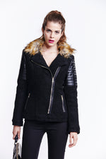 Liquorish Black Wool Biker Jacket