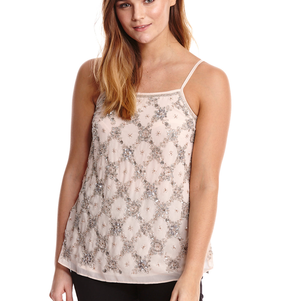 
                  
                    Liquorish Pink Cami Top With Sequins Embroidery
                  
                